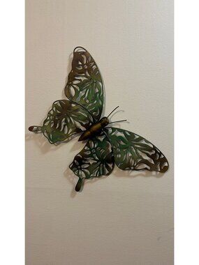 Vintage butterfly yard art, metal, rustic